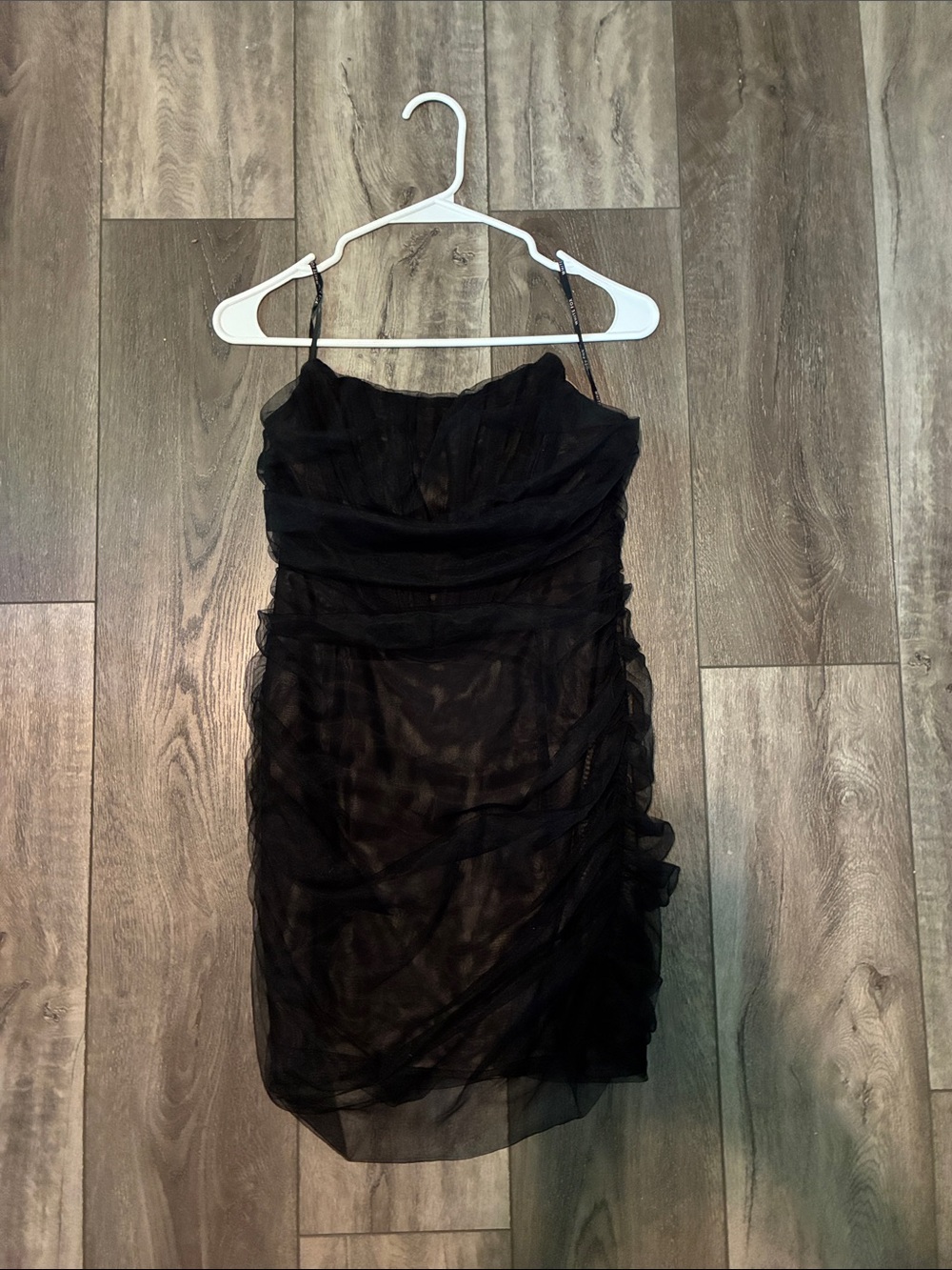 White Fox Boutique Black Strapless Ruched Mini Dress